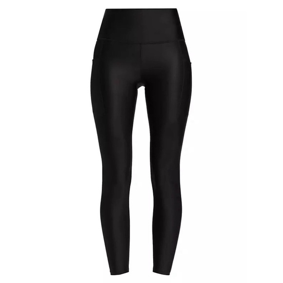 FABLETICS • Black Fog Foil Moto Pants Black Foil High-Waisted Leggings - Picture 1 of 13